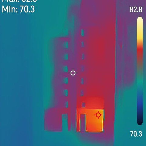 Thermal image of one hot component inside an electrical enclosure