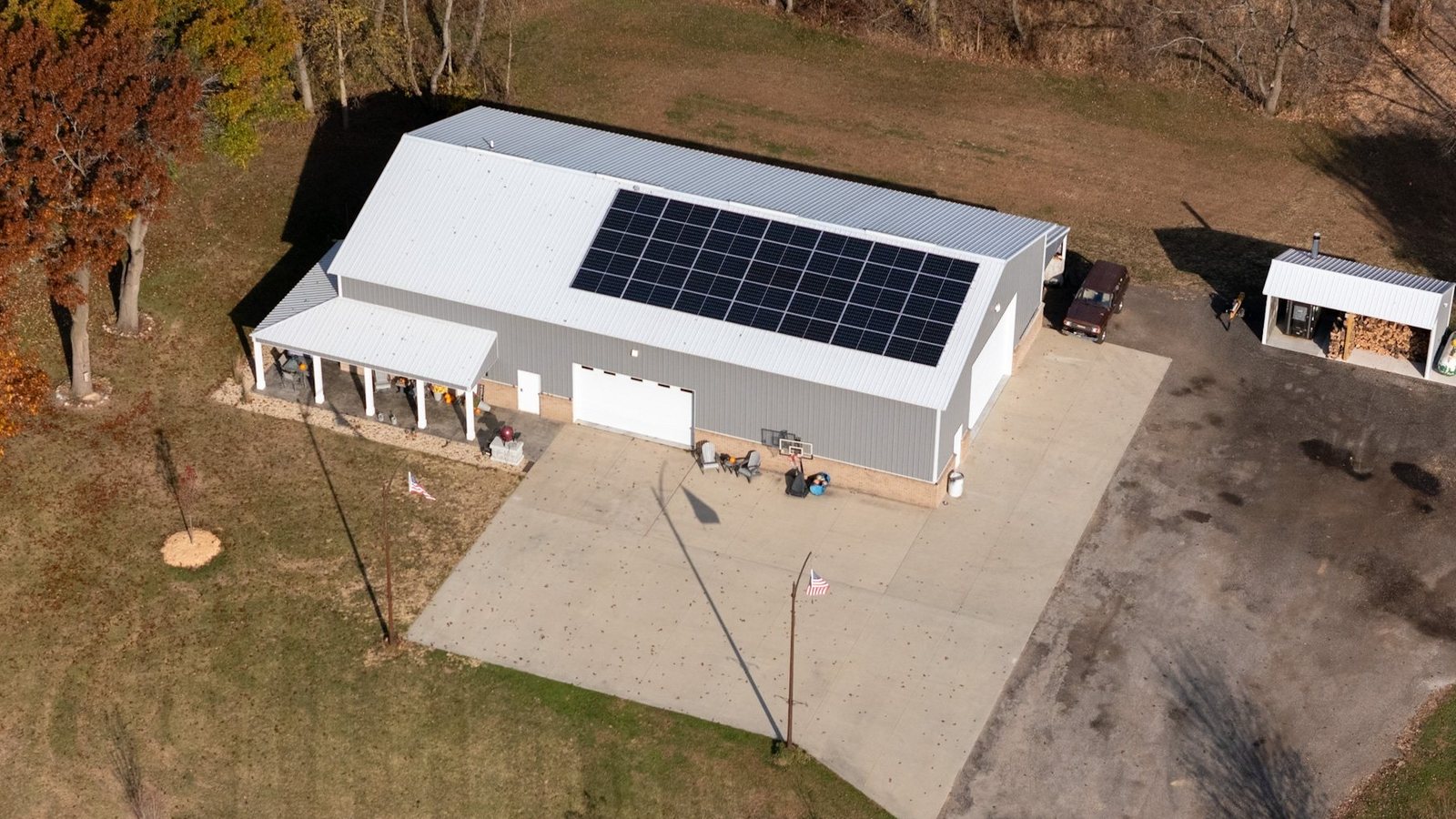 Commercial-style rooftop solar on a metal building