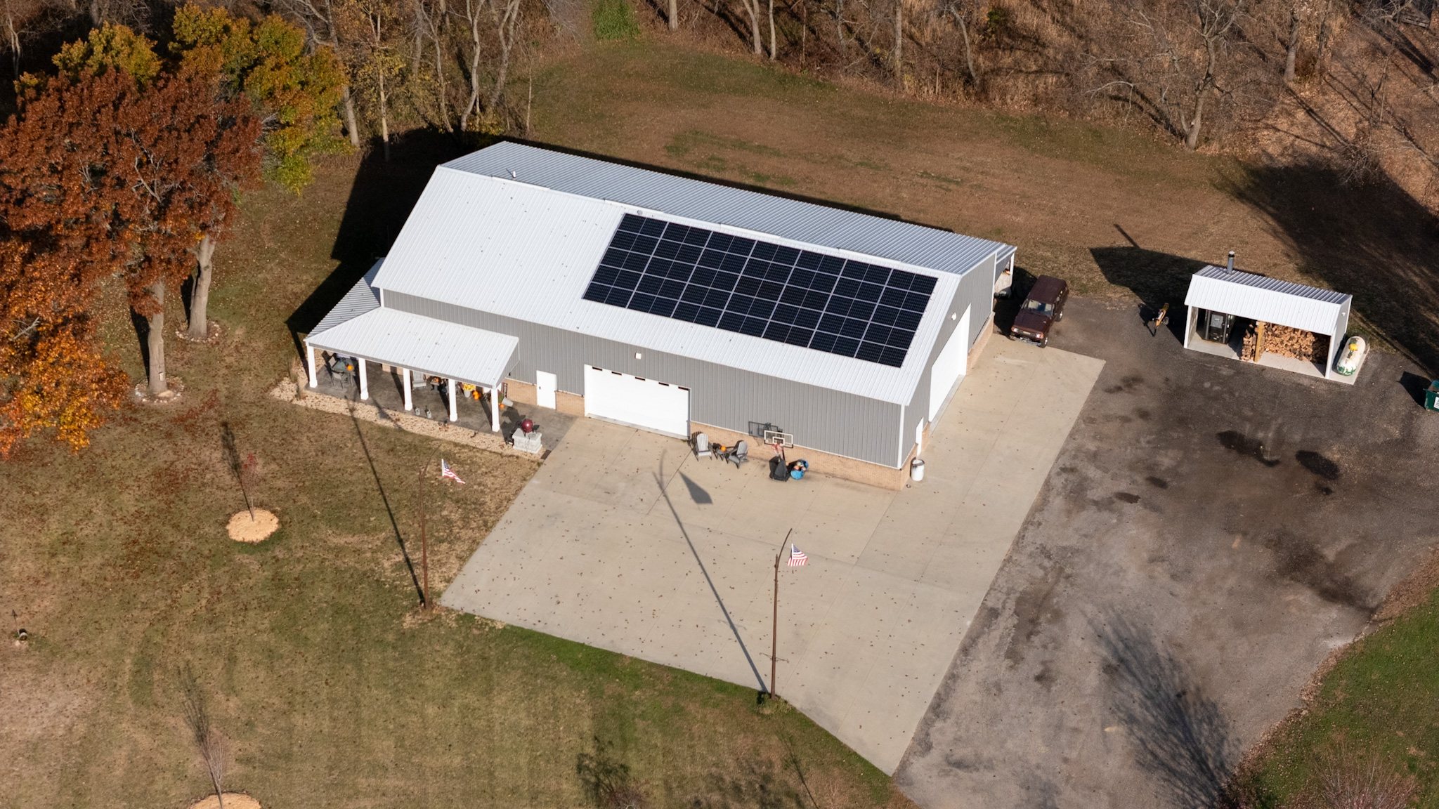 Commercial-style rooftop solar on a metal building