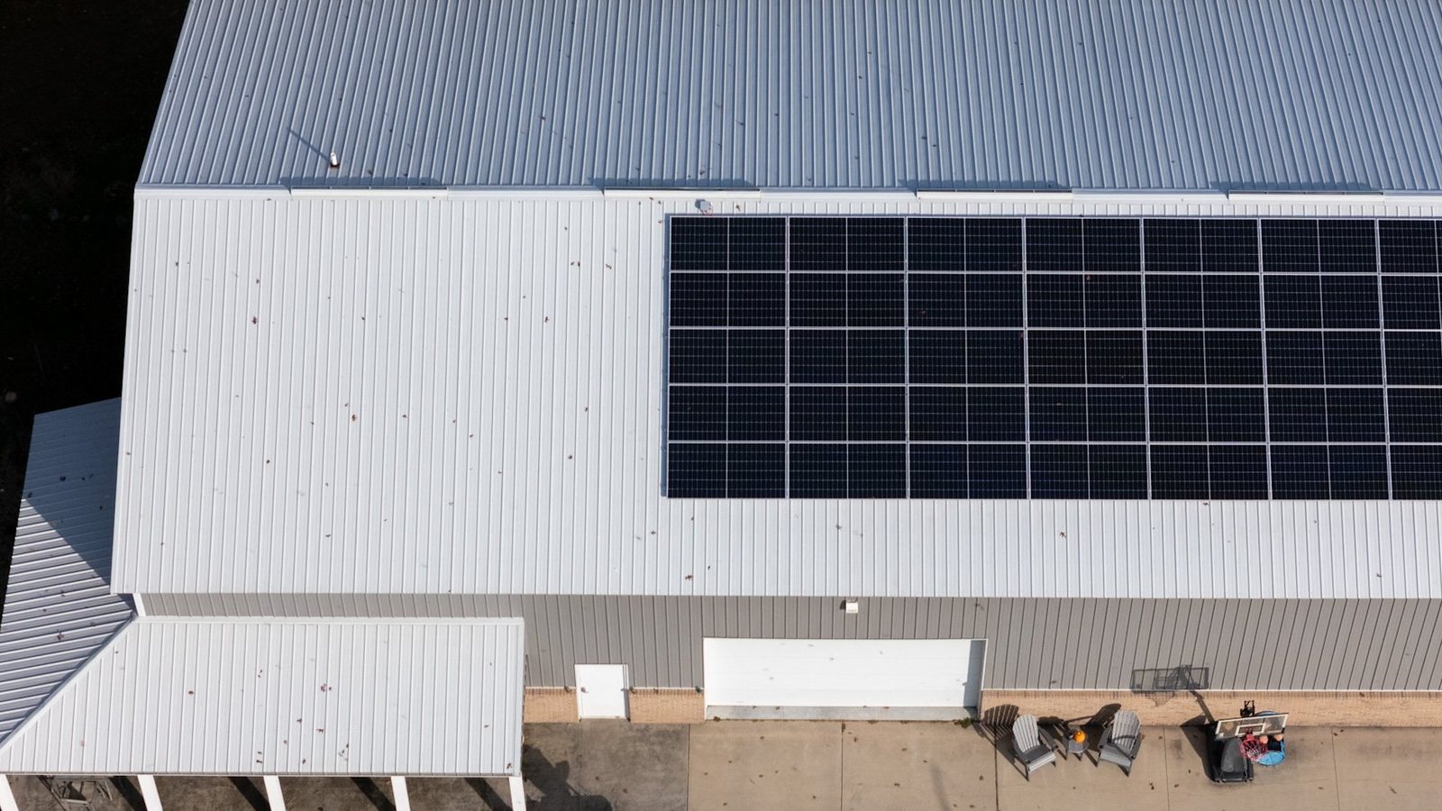 Roof-mounted solar array detail used for post-storm solar review
