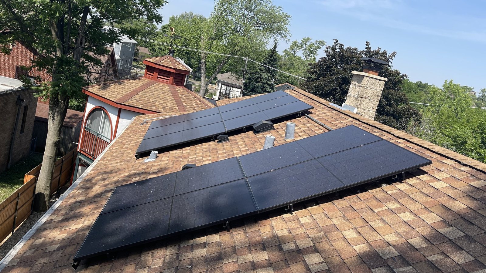 Clean completed residential rooftop solar installation in Northern Illinois