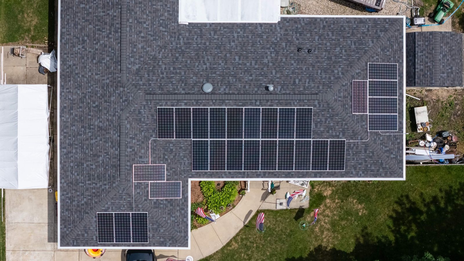 Finished residential solar installation in the Rockford service area