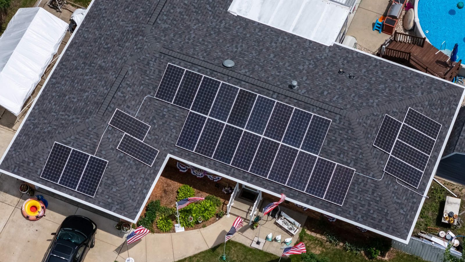 Rooftop solar panel layout used for Southern Wisconsin service-area context